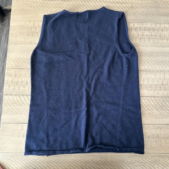 Sutton Studio Bloomingdale's Navy Blue Cashmere Tank Sweater Size Large - Picture 3 of 3